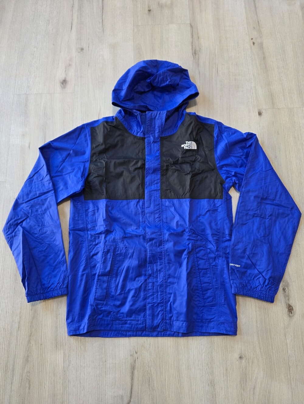 The North Face Boys' DryVent Hooded Rain Coat Size L/ (14/16) Black/Blue